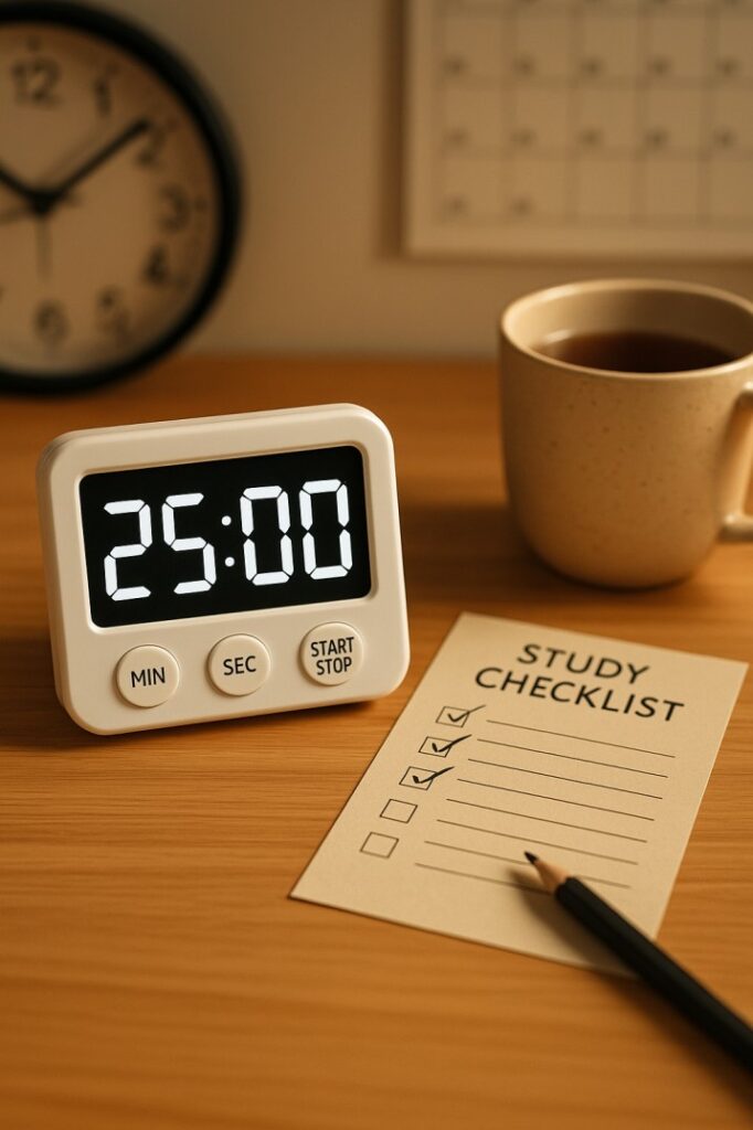 Effectove study techniques shown using pomodoro tech