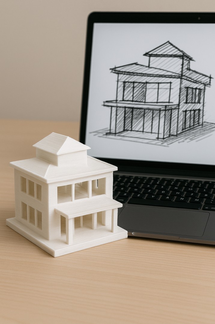 Prototype student 3D printing art compared to digital design