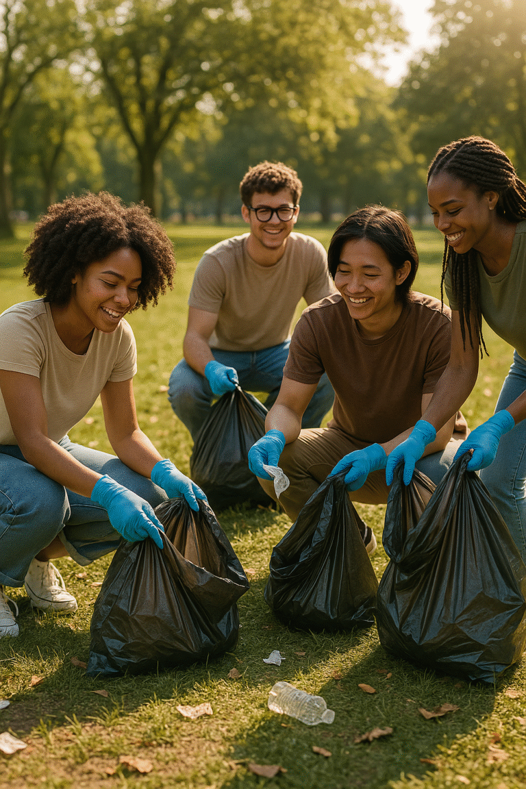 student social impact club community clean-up drive on campus