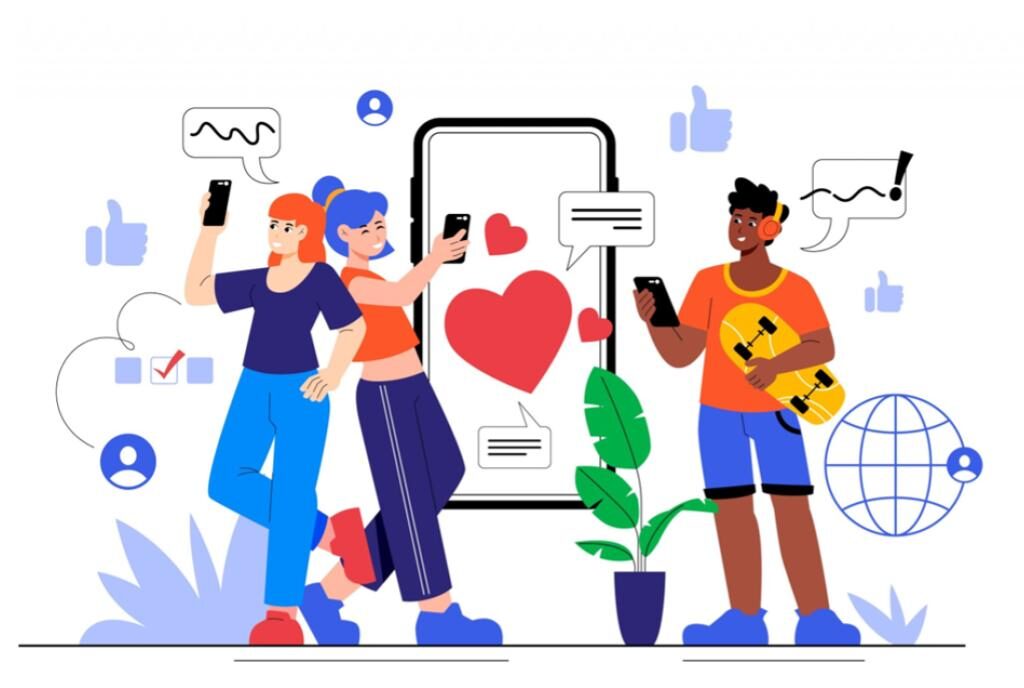 Students using social media strategies for college clubs to promote events