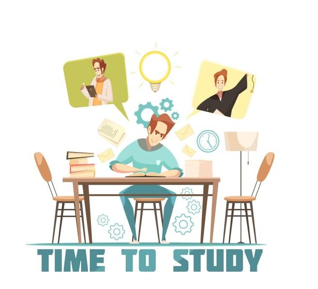 Student listening to study playlists for focus while working