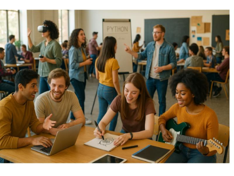 Students participating in student skill-sharing events on campus