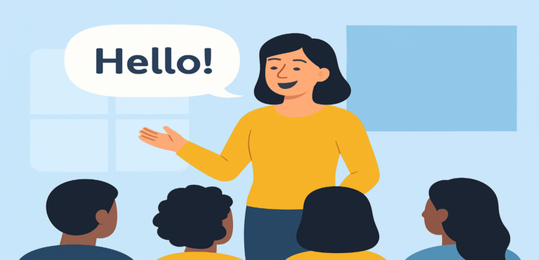 Student using speech AI pronunciation tool for language learning