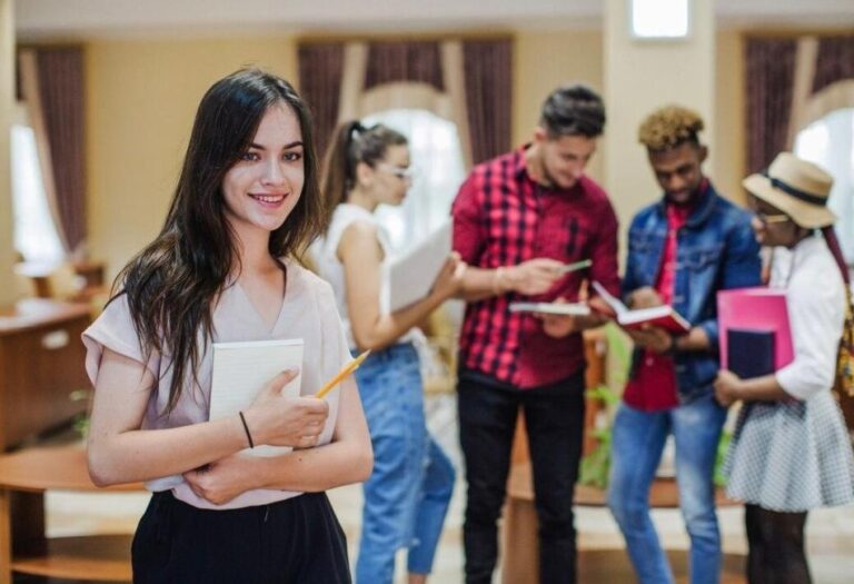 Students collaborating at a campus event organized by student clubs promoting leadership, innovation, and inclusivity.