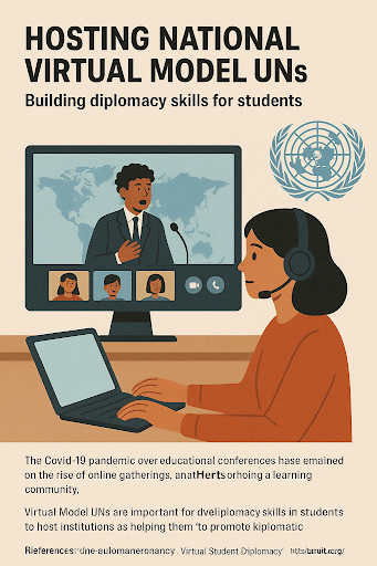 Students participating in a virtual Model UNs conference through online platforms