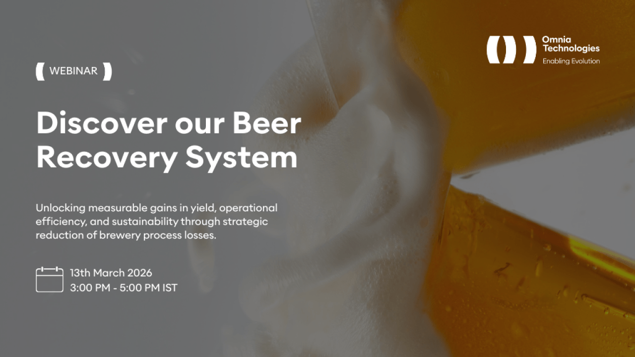 Webinar on Beer Recovery System by Omnia Technologies India Poster