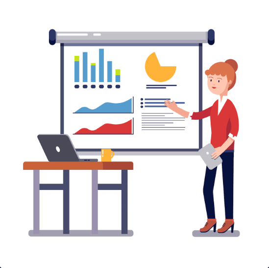 Woman giving a Presentation (Best 5 presentation apps for students)